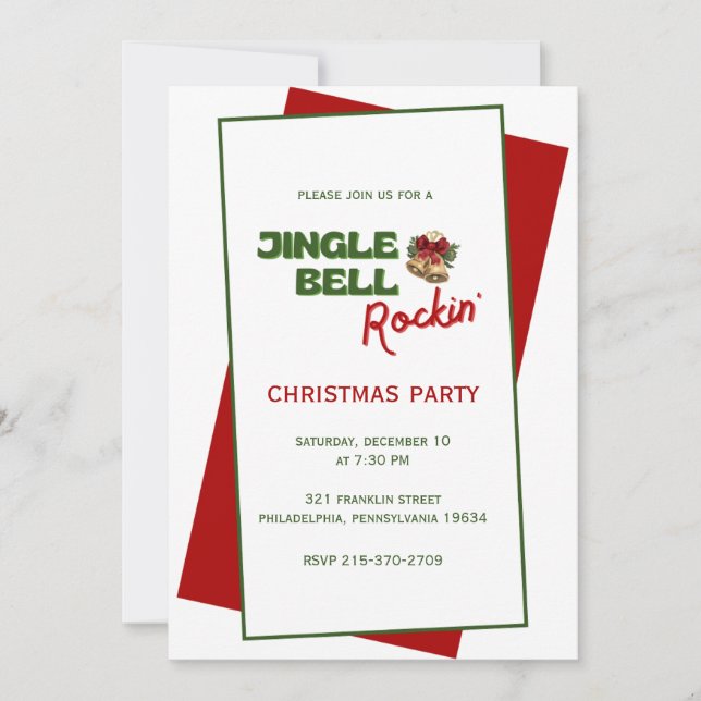 Jingle Bell Rockin' Christmas Party Invitation (Front)