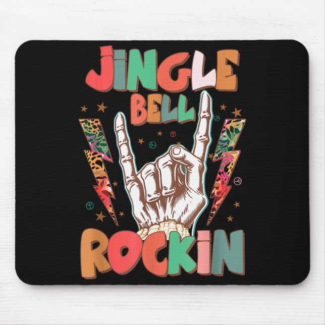 Jingle Bell Rockin Groovy Retro Christmas Xmas Ske Mouse Pad (Front)