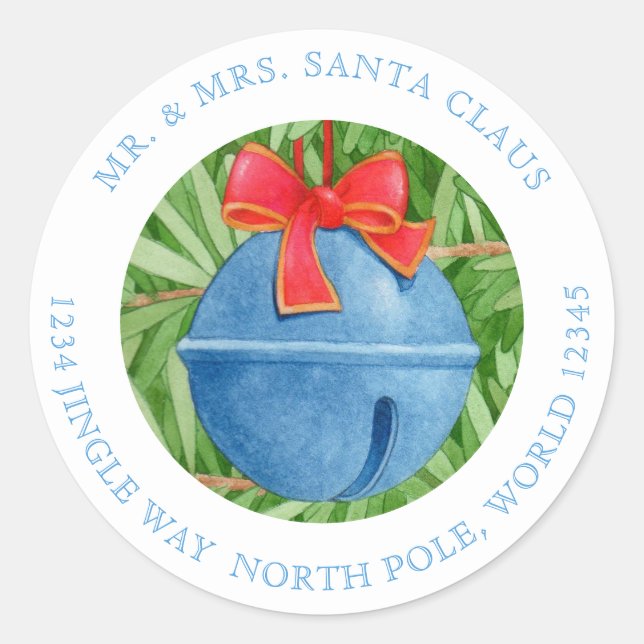 JINGLE BELLS 3" Round Address Labels (Front)