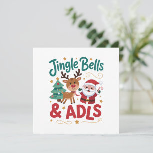 Jingle Bells ADLS Occupational Therapy OT Reindeer Holiday Card