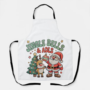 Jingle Bells And ADLs Christmas Reindeer Santa OT Apron