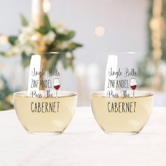 Jingle Bells & Cabernet Cheers  Stemless Wine Glass