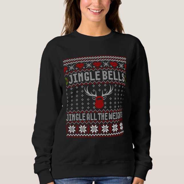 Jingle Bells Christmas Fitness Kettle Bell Workout Sweatshirt (Front)