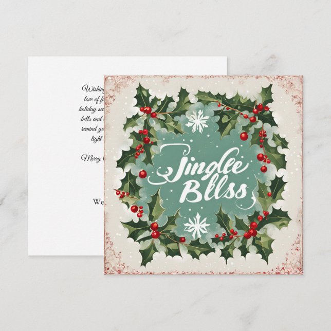 Jingle Bells & Christmas Holly Company Christmas Holiday Card (Front/Back)