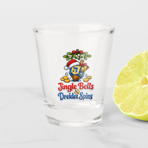 Jingle bells & Driedel spins Christmukkah Hanukkah Shot Glass