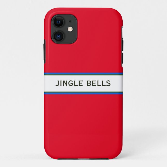 JINGLE BELLS Festive Modern Red White Stripes Case-Mate iPhone Case (Back)