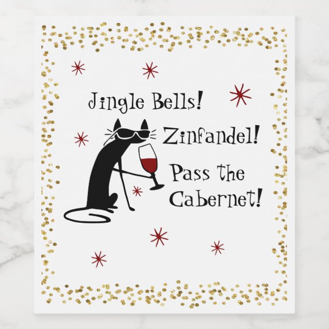 Jingle Bells Funny Christmas Wine Quote Wine Label (Single Label)