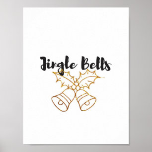 Jingle Bells Gold Glitter Poster