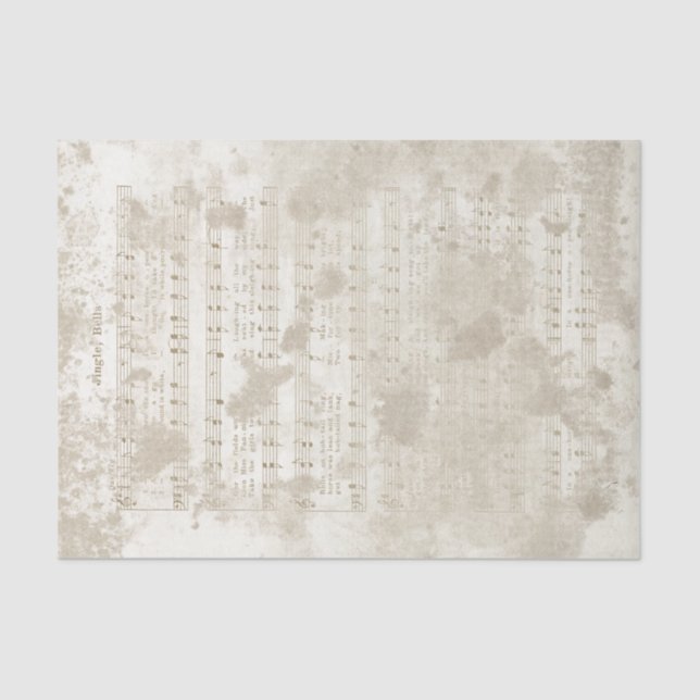 Jingle Bells Music Grunge Holiday Christmas Carol  Tissue Paper (Front)