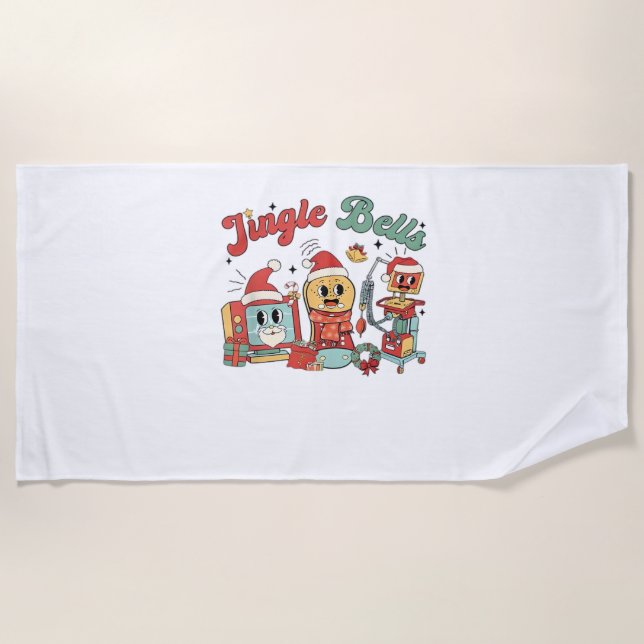 Jingle Bells Nurse, Christmas Nurse, Funny Christm Beach Towel (Front)