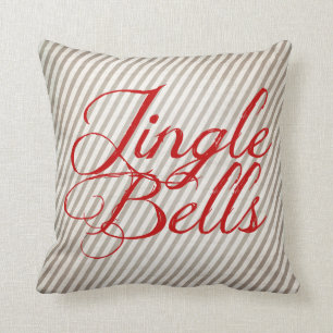 Jingle Bells on Grey Diagonal Holiday Pillow