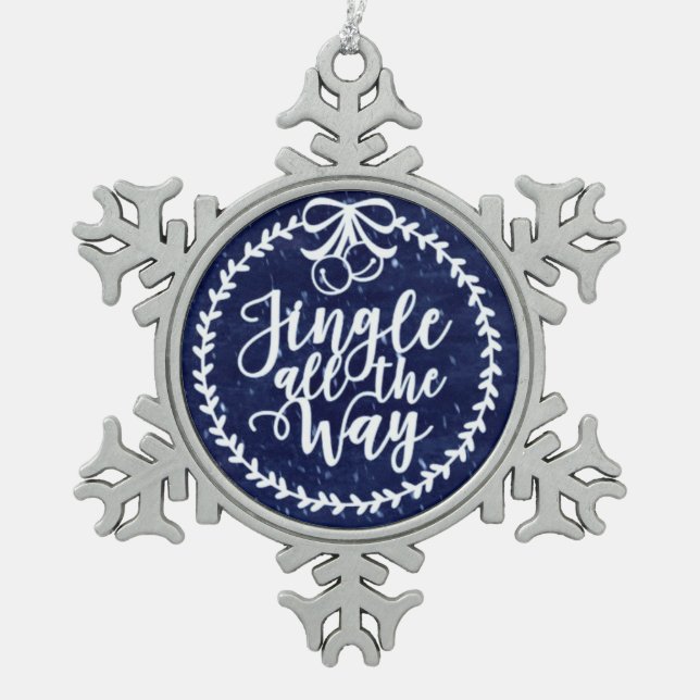 Jingle Bells Pewter Snowflake Ornament (Front)