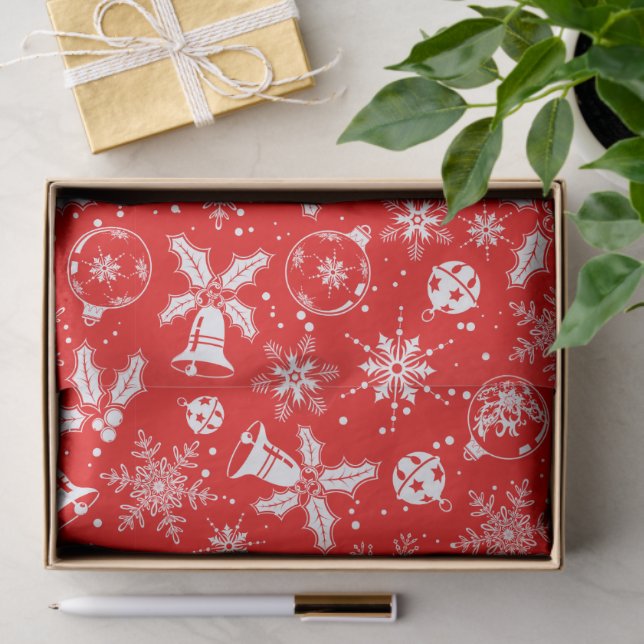 Jingle Bells Red Festive Christmas Holiday Tissue Paper (Gift)