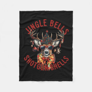 Jingle Bells Shotgun Shells Funny Hunting Hunter Fleece Blanket