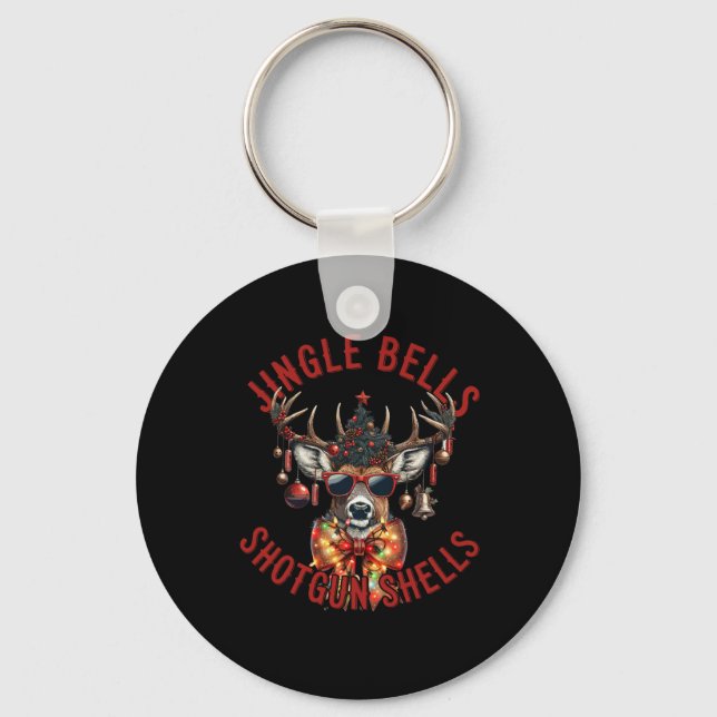 Jingle Bells Shotgun Shells Funny Hunting Hunter  Key Ring (Front)