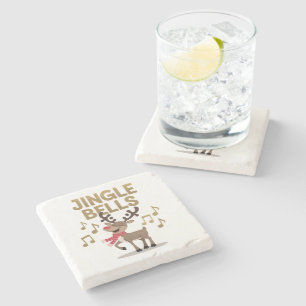 Jingle Bells Singing Reindeer Stone Coaster