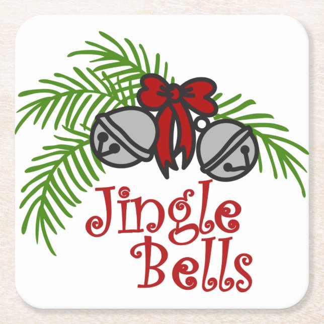 Jingle Bells Square Paper Coaster (Front)