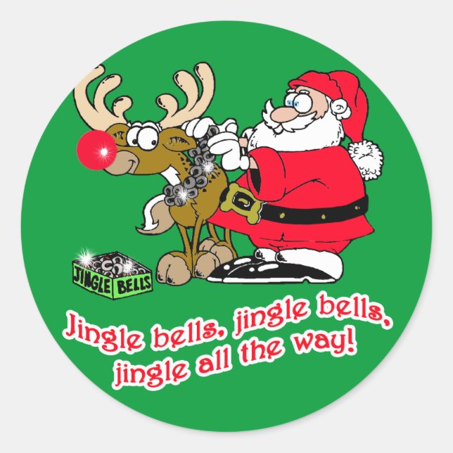 Jingle Bells T-shirts, Cards, Gifts Classic Round Sticker (Front)