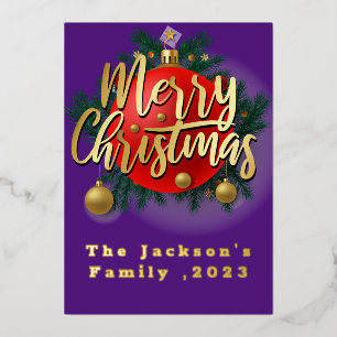 Jingle Bells Winter Branch Snowflake Christmas Foil Holiday Card