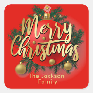 Jingle Bells Winter Snowflake Christmas Holiday Square Sticker