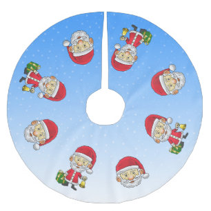 Jingle Bells with Santa Brushed Polyester Tree Skirt
