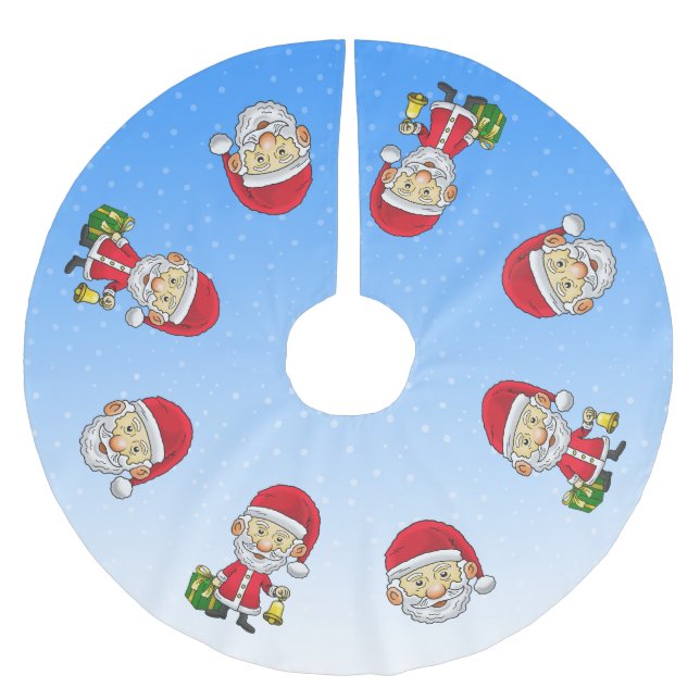 Jingle Bells with Santa Brushed Polyester Tree Skirt (Front)