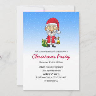 Jingle Bells with Santa Christmas Party Invitation