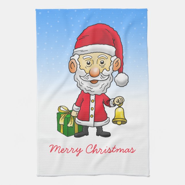 Jingle Bells with Santa Tea Towel (Vertical)