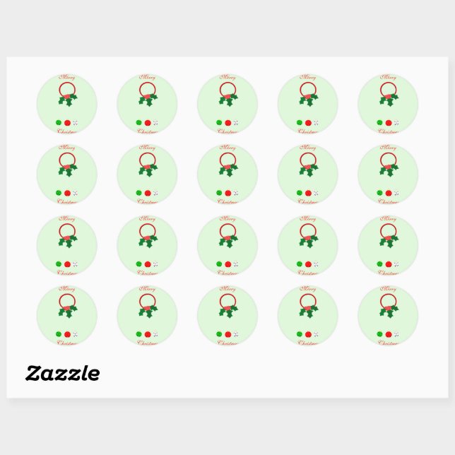 Jingle Bells Wreath Envelope Seals (Sheet)