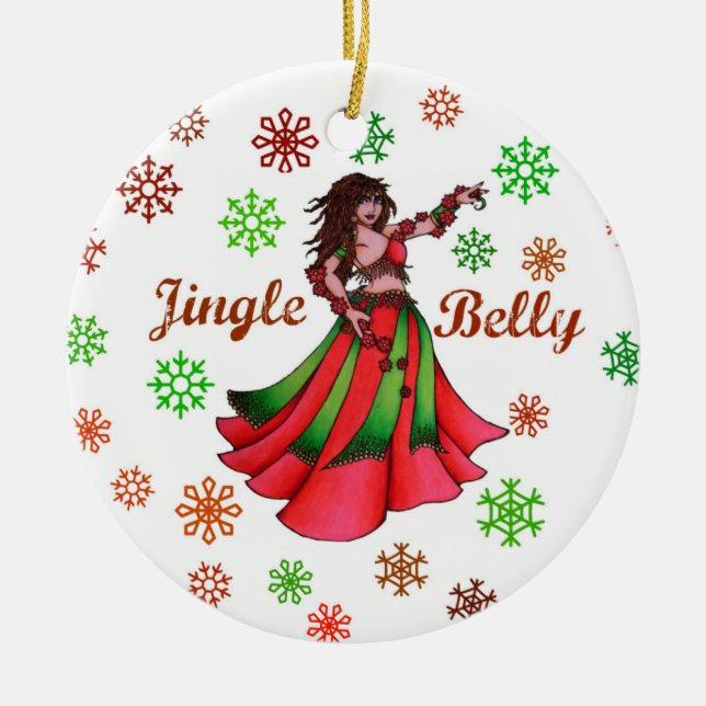 Jingle Belly Dancer Ceramic Tree Decoration (Front)