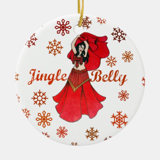 Jingle Belly Dancer Christmas Ceramic Ornament (Front)