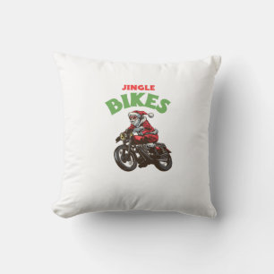 Jingle Bikes Funny Santa Christmas  Cushion