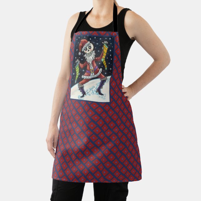 JINGLE BONES SANTA, HOLIDAY SKELETON, SPOOKY APRON (Insitu)