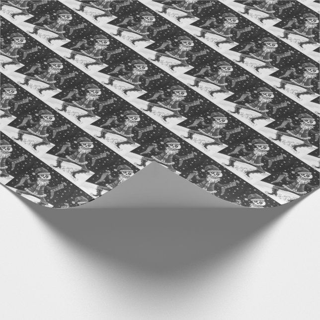 JINGLE BONES SANTA, HOLIDAY SKELETON & STOCKINGS WRAPPING PAPER (Corner)