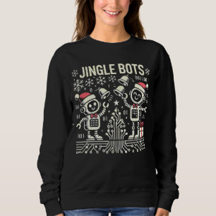 Jingle Bots Festive Holiday Robots with Santa Hats Sweatshirt