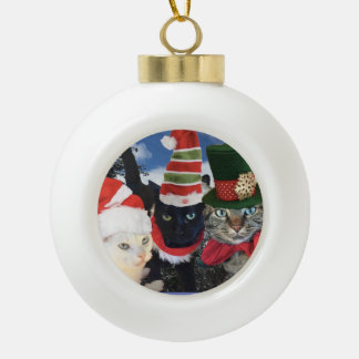 Jingle Cat Collection Ceramic Ball Christmas Ornament