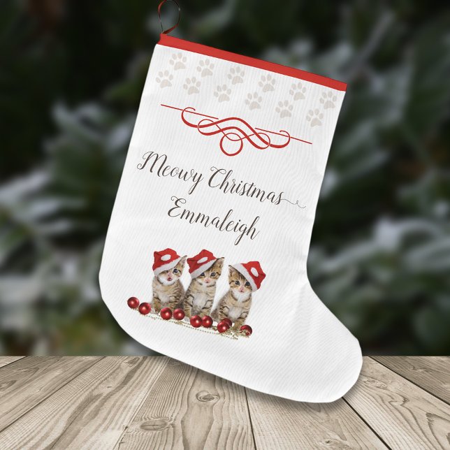 Jingle Cats Meowy Christmas Personalised Large Christmas Stocking (Creator Uploaded)