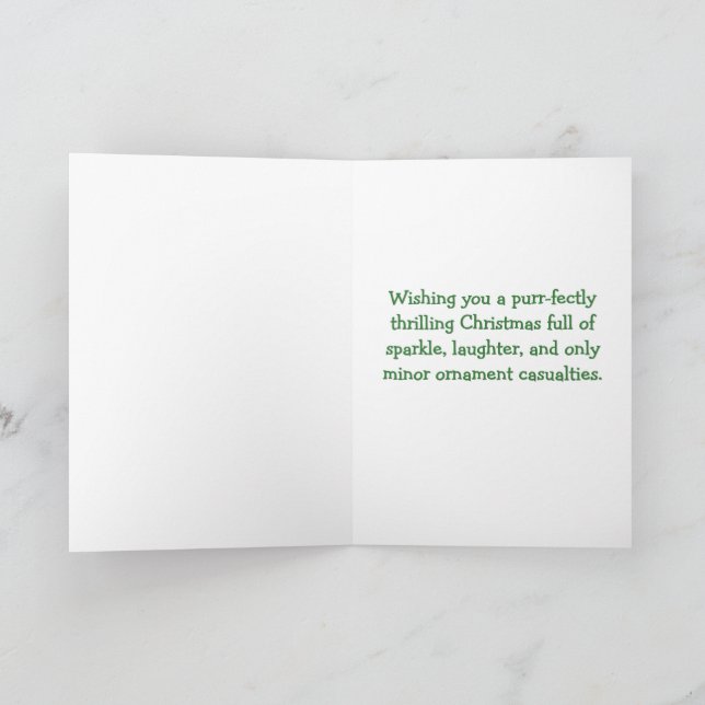 Jingle Claws Christmas Card Fun Cat Design (Inside)