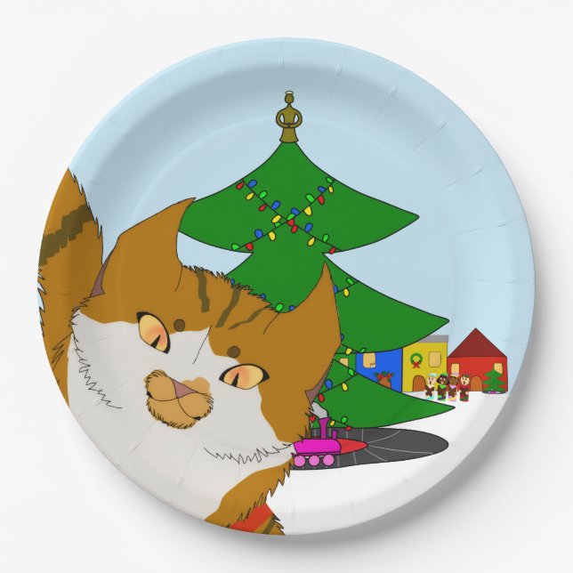 Jingle Claws Holiday Kids Party Paper Plate (Front)