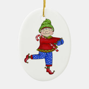 Jingle Elves "Fred" Ceramic Ornament