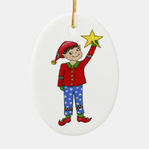 Jingle Elves "McNaughty" Ceramic Ornament