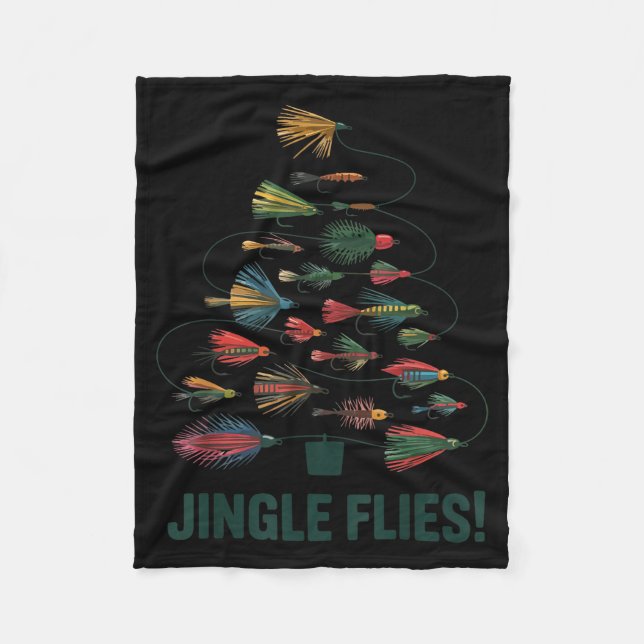 Jingle Flies Funny Fly Fishing Lure Christmas Paja Fleece Blanket (Front)
