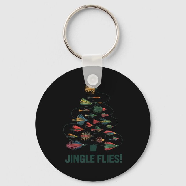 Jingle Flies Funny Fly Fishing Lure Christmas Paja Key Ring (Front)