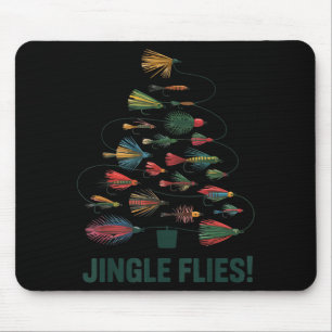 Jingle Flies Funny Fly Fishing Lure Christmas Paja Mouse Pad
