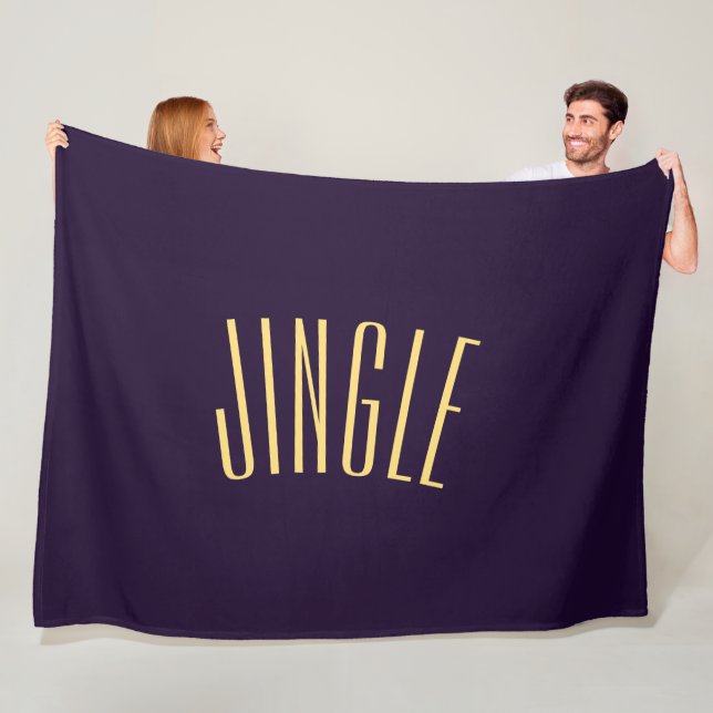 JINGLE Fun Tall Curved Text On Deep Rich Purple Fleece Blanket (In Situ)