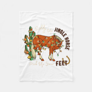Jingle Funny Horse Ck Up Your Feet Cactus Western, Fleece Blanket
