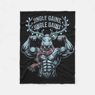 Jingle Gains Jingle Gains Christmas Gym Workout Re Fleece Blanket
