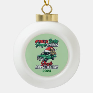 Jingle Hay Bales Ceramic Ball Christmas Ornament