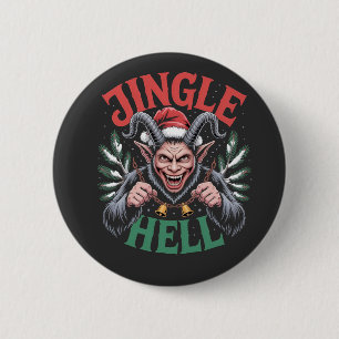 Jingle Hell Christmas Krampus Evil Xmas  6 Cm Round Badge