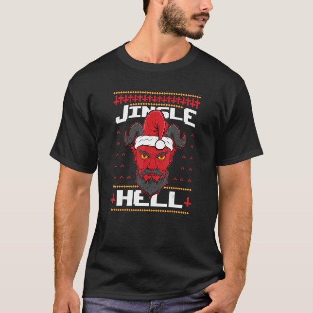 Jingle Hell Devil Hail Satan Santa Claus Rock Fan  T-Shirt (Front)